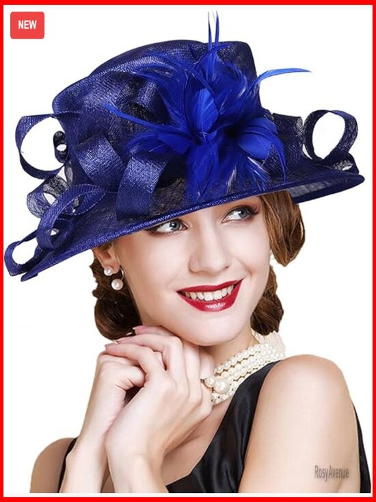 Adjustable Derby Fedora Hat with Feather Trim for Special Occasions main image 4